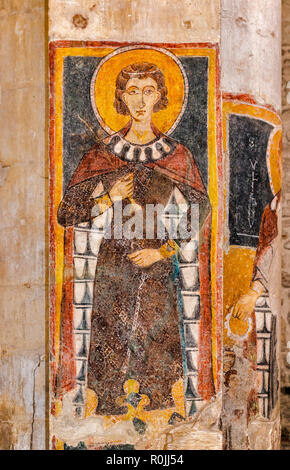 Fresko in der Kirche Santa Maria Maggiore, 11. Jahrhundert, im Byzantinischen Stil, in Monte Sant'Angelo, Apulien, Italien Stockfoto