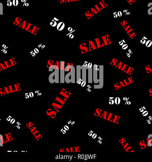 Schwarzer Freitag nahtlose Muster. Verkauf Tag auf dem schwarzen Hintergrund. Stockfoto