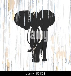 Vintage elephant Symbol auf Holz- Hintergrund. Vector Illustration. Stock Vektor