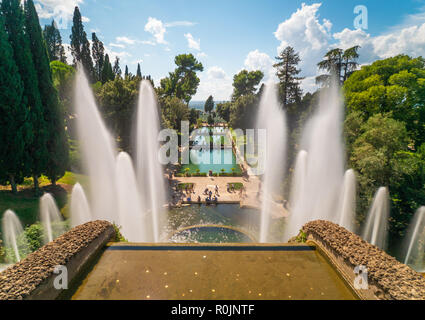 Villa D'Este (Italien) - Die tolle Villa in Tivoli, Provinz Rom, mit schönen terrassierten Hang Renaissance Garten und Brunnen. UNESCO-Website. Stockfoto