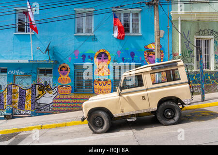 Straßenkunst, Graffiti in Valparaiso, Chile Stockfoto