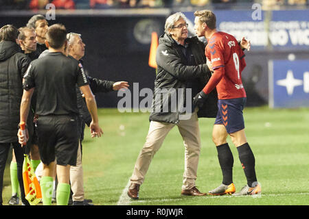 Xisco von CA Osasuna gesehen Reagieren während der spanischen Fußball der Liga 123 Match zwischen CA Osasuna und Málaga CF Sadar Stadion. (Endstand CA Osasuna 2-1 Malaga CF) Stockfoto