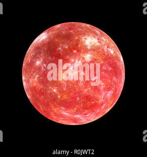 Exoplanet insolated Rot auf Schwarz, computer-generierte Zusammenfassung Hintergrund, 3D-Rendering Stockfoto