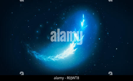 Friedliche blau leuchtende Feder am Nachthimmel mit Sternen, computer-generierte Zusammenfassung Hintergrund, 3D-Rendering Stockfoto