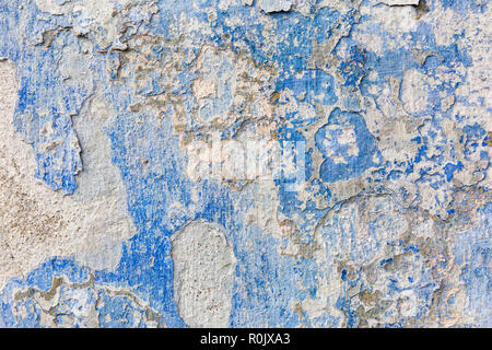 Alte verwitterte blaue Pflaster wand Textur. Grunge Hintergrund. Stockfoto