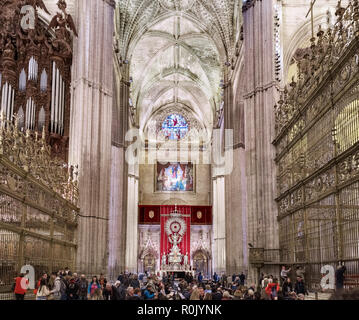 Interieur von Sevilla Kathedrale, Sevilla, Andalusien, Spanien Stockfoto