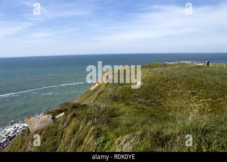 Wanderwege entlang des Ärmelkanals am Cap Gris Nez (graue Nase Cape), an der Côte d'Opale, Pas-de-Calais, Frankreich. Stockfoto