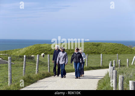 Wanderwege entlang des Ärmelkanals am Cap Gris Nez (graue Nase Cape), an der Côte d'Opale, Pas-de-Calais, Frankreich. Stockfoto