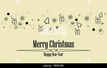 Gruß an Weihnachten Ornament Symbole Element banner Farbe Schwarz isoliert Hintergrund Stock Vektor
