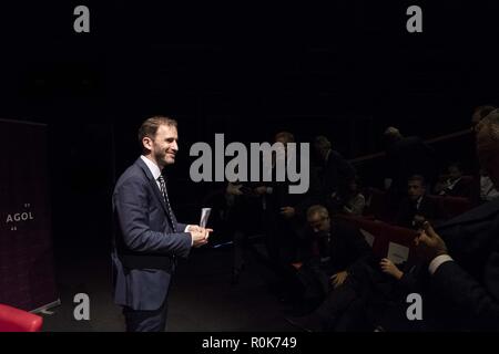 Rom, Italien. 05 Nov, 2018. Davide Casaleggio Präsident des zugehörigen Casaleggio und der Vereinigung Rousseau während einer Konferenz für die Sitzung der AGOL (Verband Junge Opinion Leader). Credit: Matteo Trevisan/Pacific Press/Alamy leben Nachrichten Stockfoto