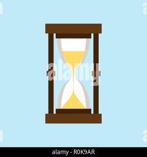 Vector Illustration der Sanduhr. Sanduhr auf einem hellblauen Hintergrund. Moderne Wohnung Stil. Trendige Konzept für Präsentationen, Business, Infografik, Stock Vektor