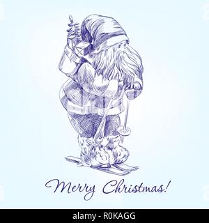 Santa Claus Hand gezeichnet Vektor llustration Skizze Stock Vektor
