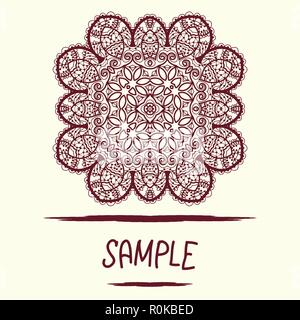 Mandala Einladungskarte Design im orientalischen Stil. Vintage dekorative Tribal Art Hand gezeichneten Elemente Stock Vektor