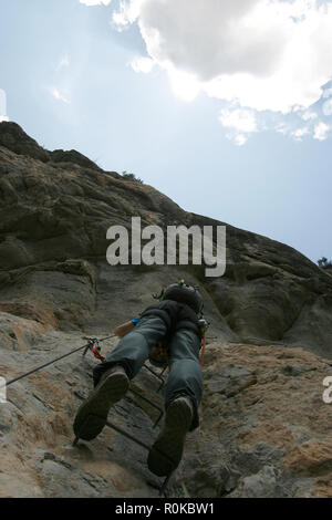 Klettersteig. Centelles. Catalunya. Spanien Stockfoto