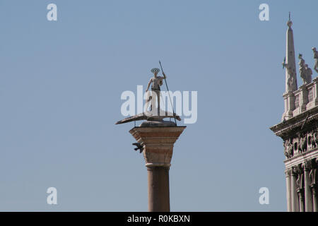 Venedig, Piazza San Marco, San Teodoro Spalte und Marciana Bibliothek Stockfoto