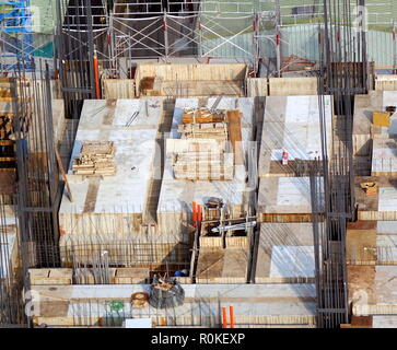 Baustelle für Gebäude von oben gesehen Stockfoto