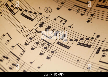 Nahaufnahme von einem Stück Noten. Stockfoto