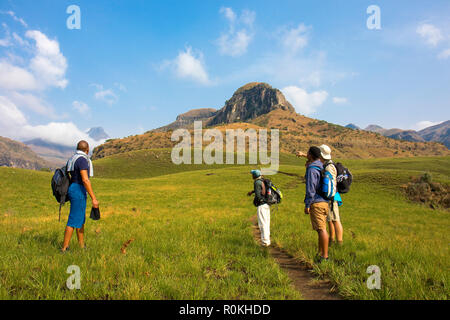 Wandern in den Drakensbergen Stockfoto