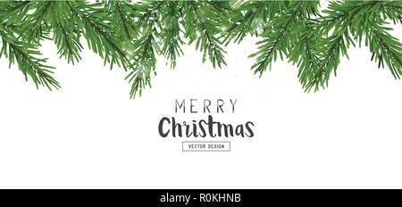 Fir Tree Branches Weihnachten Hintergrund Layout Design. Vector Illustration. Stock Vektor