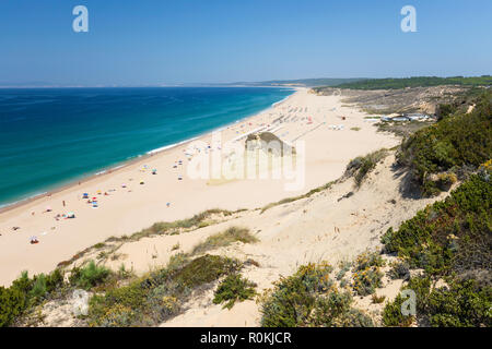 Praia do Meco in der Nähe von Cabo Espichel, Aldeia do Meco, Costa da Caparica, die Gemeinde von Sesimbra, Setubal, Lissabon, Portugal Stockfoto