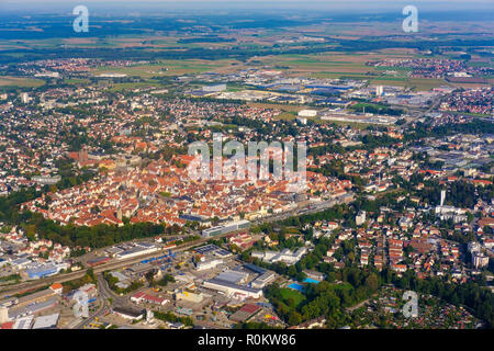 Memmingen, Luftaufnahme, Unterallgäu, Allgäu, Schwaben, Bayern, Deutschland Stockfoto