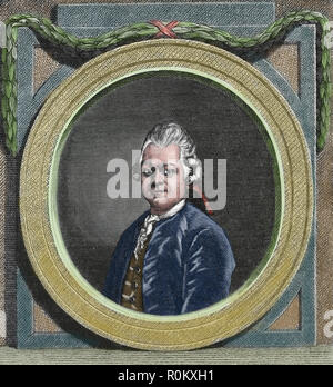 Gotthold Ephraim Lessing (1729-1781). Deutsche Schriftsteller und drramatist. Aufklärung Epoche. Gravur der Germania, 1882. Stockfoto