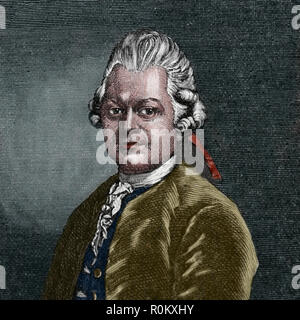 Gotthold Ephraim Lessing (1729-1781). Deutsche Schriftsteller und drramatist. Aufklärung Epoche. Gravur der Germania, 1882. Stockfoto