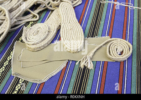 Spanisch Schuh handgemachten Schuh Detail eines typischen und Tradition, Herstellung Hand, Handwerk Stockfoto