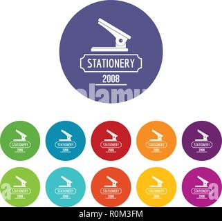 Hefter Icons Set Vector Farbe Stock Vektor