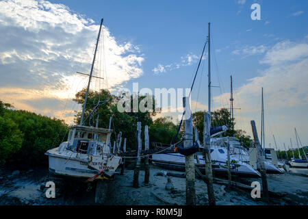 Angelegte Boote in Yeppoon Stockfoto