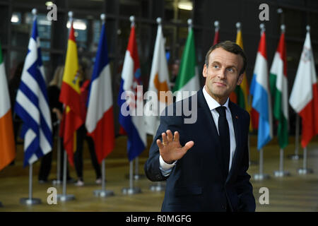 Brüssel, Belgien, Belgien. 17 Okt, 2018. Präsident von Frankreich Emmanuel Längestrich Credit: Riccardo Pareggiani/ZUMA Draht/Alamy leben Nachrichten Stockfoto