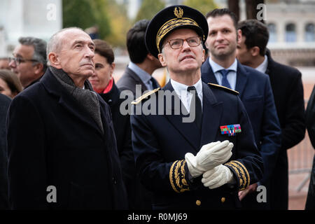 Lyon, Frankreich. 6. November 2018. Pascal Mailhos, Präfekt der Rhône. Der Präfekt würdigte die Toten aller Kriege mit Gérard Collomb Bürgermeister von Lyon. Credit: FRANCK CHAPOLARD/Alamy leben Nachrichten Stockfoto