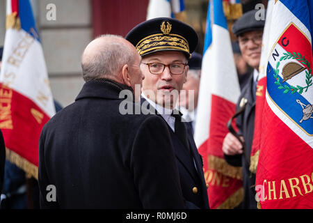 Lyon, Frankreich. 6. November 2018. Pascal Mailhos, Präfekt der Rhône. Der Präfekt würdigte die Toten aller Kriege mit Gérard Collomb Bürgermeister von Lyon. Credit: FRANCK CHAPOLARD/Alamy leben Nachrichten Stockfoto