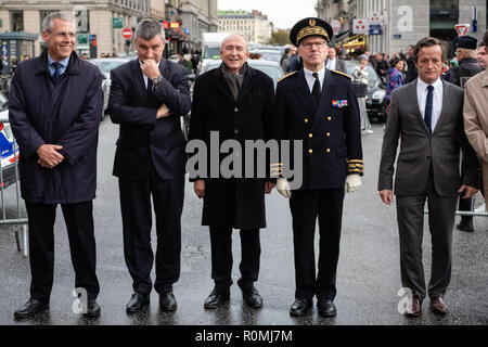 Lyon, Frankreich. 6. November 2018. Der neue Präfekt der Rhône, Pascal Mailhos, neben Gerard Collomb Bürgermeister von Lyon. Der Präfekt würdigte die Toten aller Kriege Credit: FRANCK CHAPOLARD/Alamy leben Nachrichten Stockfoto