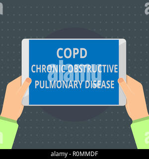 Text Zeichen angezeigt Copd chronisch obstruktive Lungenerkrankung. Konzeptionelle foto Lungenkrankheit Schwierigkeiten zu atmen. Stockfoto