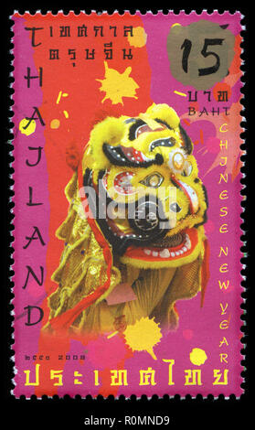 Briefmarke aus Thailand in das Chinesische Neue Jahr 2008 Serie in 2008. Stockfoto