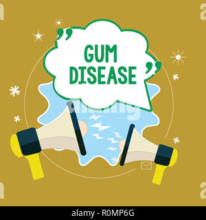 Text Zeichen angezeigt Zahnfleischerkrankung. Konzeptionelle foto Entzündung der weichen Gewebe Gingivitis Parodontitis. Stockfoto