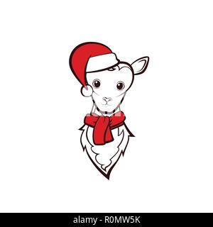 Kopf eines jungen Schafe. Vector Illustration. Weihnachten Tiere. Stock Vektor