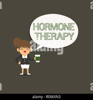 Konzeptionelle Handschrift, die Hormontherapie. Business foto Präsentation Verwendung von Hormonen in der Behandlung von Wechseljahrsbeschwerden. Stockfoto