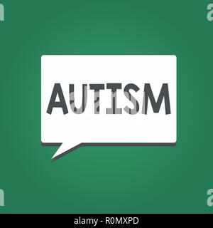 Konzeptionelle Handschrift Autismus angezeigt. Business Foto text Schwierigkeiten in der Interaktion und der Bildung von Angelegenheiten mit anderen angezeigt. Stockfoto