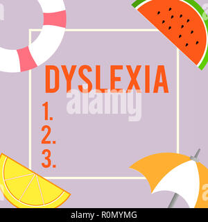 Text zeichen Legasthenie angezeigt. Konzeptionelle foto Störungen, Schwierigkeiten beim Lesen lernen und verbessern. Stockfoto