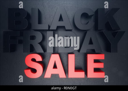 3D-Darstellung schwarzer Freitag, Verkauf Nachricht für Shop. Business shopping store Banner für Schwarzer Freitag. 3D-Text. Schwarzer Freitag verkauf Inschrift design te Stockfoto