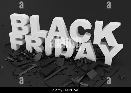 Schwarzer Freitag, Verkauf Nachricht für Shop. Business shopping store Banner für Schwarzer Freitag. Schwarzer Freitag erdrückenden Masse. 3D-Text in Schwarz und Weiß. Stockfoto