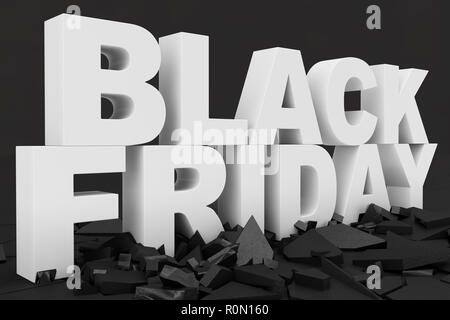 Schwarzer Freitag, Verkauf Nachricht für Shop. Business shopping store Banner für Schwarzer Freitag. Schwarzer Freitag erdrückenden Masse. 3D-Text in Schwarz und Weiß. Stockfoto