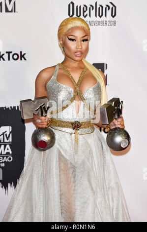 Nicki Minaj Teilnahme an der MTV European Music Awards 2018 an der Bizkaia Arena am November 4, 2018 in Bilbao, Spanien. Stockfoto