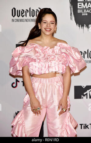 Rosalia Teilnahme an der MTV European Music Awards 2018 an der Bizkaia Arena am November 4, 2018 in Bilbao, Spanien. Stockfoto