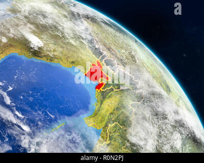 Bangladesch aus dem Weltraum auf realistischen Modell der Erde mit Ländergrenzen und detaillierte Planeten und Wolken. 3D-Darstellung. Elemente der Thi Stockfoto