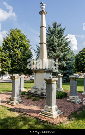 Denkmal auf dem Hauptplatz von Lancaster, Wisconsin Stockfoto