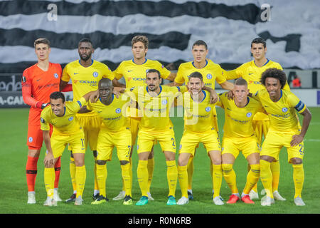 Thessaloniki, Griechenland - Sept 20, 2018: Die Spieler des FC Chelsea in der UEFA Europa League zwischen PAOK vs FC Chelsea an Toumba-quellen Stadium gespielt Stockfoto