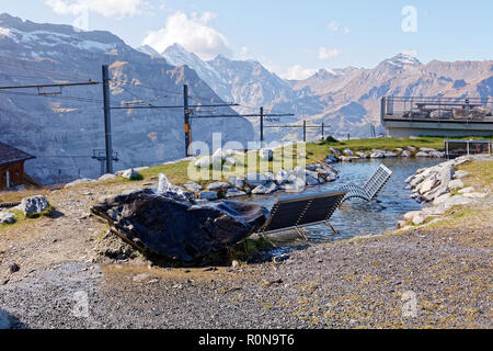 Bahnhof und Fallboden Fallboden Fallbodensee (See) - Fallboden, Jungfrau Region, Schweiz Stockfoto